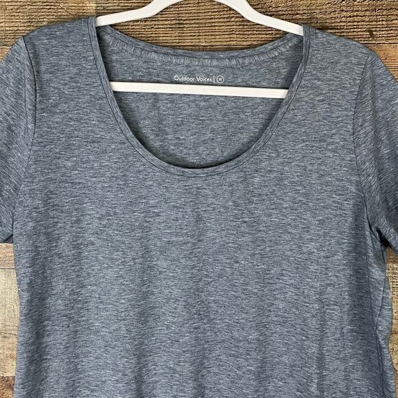Outdoor Voices Short Sleeve Split Tie Back Top Heather Gray Size Medium - Picture 2 of 10